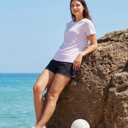 Yoga Women Short Sleeve T-Shirts UPF 30+ Sun Protection Quick Dry Athletic Running Workout Tops Ultra-Soft (Small, Purple)