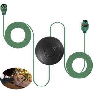 Saillong 1/2 Inch Plug Christmas Tree Light Foot Switch Extension Cord(No Adaptor), 10FT 48W Christmas Tree Lights Power Cord Compatible for 12V/24V/29V Christmas Tree Lights Adapters(Green) (Green)