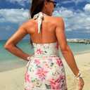 SherryDC Women's Sexy V Neck One Piece Swimsuit with Cover up Wrap Skirt Sarong Tummy Control Bathing Suit Swimwear (M)