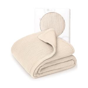 lulumoon Muslin Quilt Blanket, Crib Blanket for Baby and Toddler,47x47 Inches(Ivory)