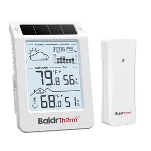 BaldrTherm Wireless Weather Station, Dual-Zone Indoor & Outdoor/Childroom Temp Humidity Monitor, Auto Smart Backlight,Temp/Humidity/Barometric Trend Visualization, White&White