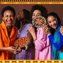 Roowest 50 Pcs African Plastic Fans 5 Styles African Party Favors Bulk Round Handheld Fans for Women Summer Wedding Birthday Party Gifts Community Supplies