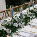 N&T NIETING Roses Artificial Flowers, 50Pcs Fake Flowers Foam Roses with Stems for DIY Wedding Bridesmaid Bridal Bouquets Centerpieces Party Home Decoration Baby Shower, Silver White and Silver Grey