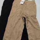 2 Pack Women's Linen Pants Summer Wide Leg Drawstring Elastic Waist Pant Casual Loose Fit Beach Trousers with Pockets (Medium, Khaki, Black)