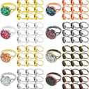 80Pcs Adjustable Blank Rings for Jewelry Making, 12mm Ring Base Blank Rings Metal Flat Round Finger Ring Base Pad Adjustable Ring Blanks Bezel Trays for DIY Cabochon Rings Jewelry Findings(8 Colors)