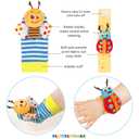 Bloobloomax Wrist Rattle Socks and Foot Finder Set, Infant Girl Boy Toys for Babies 0-36 Months, Newborn Hand & Foot Toys for 0 to 3 Years, Baby Shower Gifts Set Mother's Day Gift