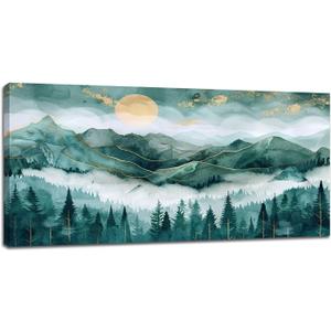 Mountains Large Wall Art Forest Tree Landscape Canvas Wall Decor Misty Mountain Hills Prints Painting Abstract Pictures Extra Large Modern Framed Artwork for Bathroom Bedroom Living Room 30"x60"