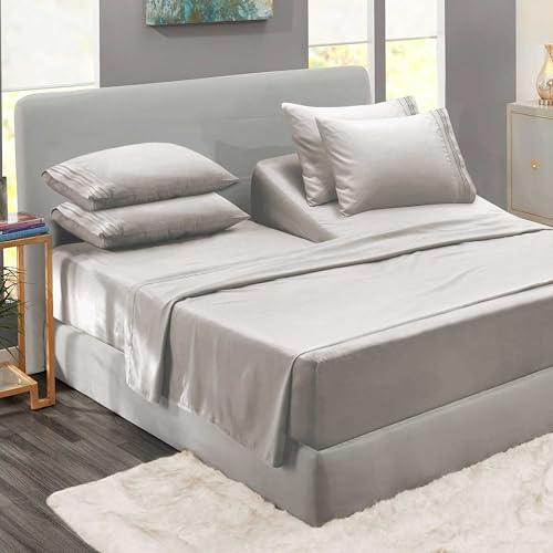 Clara Clark Flex Top King Sheets - Hotel Luxury 6 Piece Bed Sheets for Top Split King Bed - Soft Bedding Sheets & Pillowcases, Head Split King Size. Linen