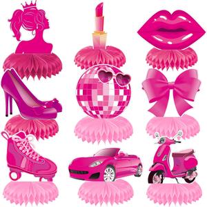Pink Girls Birthday Decorations Hot Pink Princess party Honeycomb Centerpieces Disco Bachelorette Birthday Party Decoration for Girls Doll Theme Party Bridal Shower Wedding Baby Shower