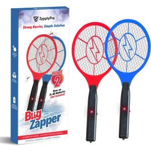 ZypplyPro Pack of 2 Electric Fly Swatter - Bug Zapper Racket with Protective net Layer  Fly Zapper for Indoor & Outdoor Use, Pest Control Mosquito Zapper and Insect Catcher Racket for Home and Patio
