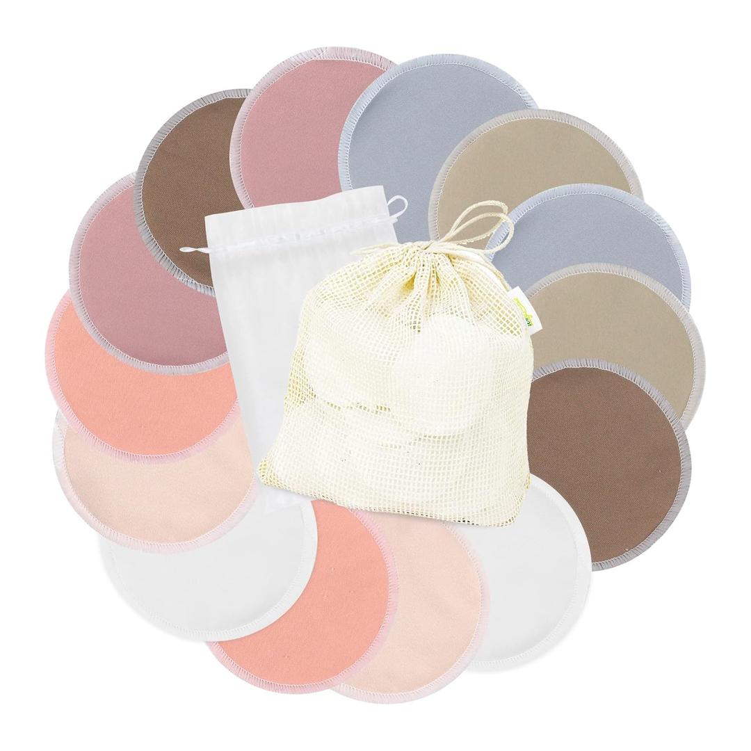 wegreeco Nursing Breast Pads (14 Pack) + Laundry Bag & Travel Storage Bag, 4.7 inch Option - Washable & Reusable Breastfeeding Nursing Pads (Mild, Large) (Mild, Plain Shape)