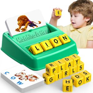 Educational Toys for 3 4 5 Year Old for Toddlers 2-4 Year Matching Letter Games for 3-5 Montessori Toys for Kids Toy for Ages 2-4 4-6 Birthday Halloween Christmas Easter Gifts for 3-5 Year Old (Green)
