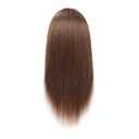 100% Human Real Hair Mannequin Head with 9 Tools and Clamp, Hairdressers' Practice Training Manikin Head and Cosmotology Doll Head for Hairstyling and Braid - Dark Brown