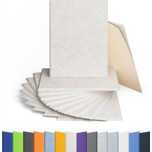 12 Pack Acoustic Panels Self Adhesive Sound Proof Foam, High Density Sound Acoustic Panel, 16X12X0.4 Inch 4:3 Rectangle Panels in Home, Office, Reccording Room, Studio,and more(Beige)
