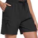 TACVASEN Women's 5" Hiking Cargo Shorts Lightweight UPF 50+ Quick Dry Athletic Shorts with Pockets Golf Outdoor Summer (Black, XXL)