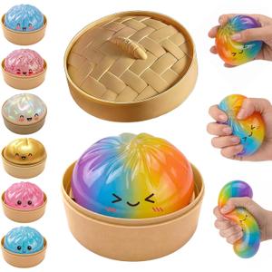Glitter Dumpling Squishy,Dumpling Squishies,Glitter Dumplings Mystery Box,Colorful Dumplings Stress Balls Fidget,Jumbo Squishy Toy,Suitable for Adult use in Offices and Homes (Rainbow Colors)