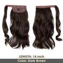 CJL HAIR 14" Short Ponytail Hair Extension Wrap Around Pony Tail Clip in Curly Wavy Synthetic Fake Hairpiece for Women Dark Brown