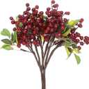 6-Pack Artificial Berry, 9.8 Inch Faux Holly Berry Foam Faux Frosted Berries with Stems for Home/Wedding/Christmas/DIY/Party/Garden/Office [Bright Red]