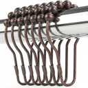 Shower Curtain Hooks Rings, Rustproof Metal Shower Curtain Rings for Bathroom Shower Rods Curtains - Set of 12, Bronze