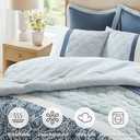 510 DESIGN Luxe Quilted Comforter Set Modern Transitional Design, All Season Down Alternative Warm Bedding Matching Shams, Bedskirt, Decorative Pillow, King, Shawnee Scrollwork Blue