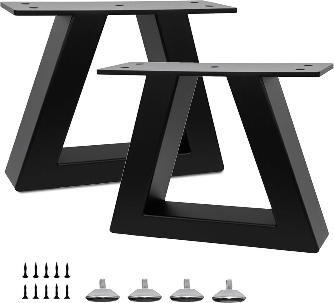 6 Inch Trapezoid Metal Table Legs Heavy Duty Steel Furniture Legs for DIY Sofa, Couch, Bench,Stool,Coffee Table,End Side Cabinet Feets (Set of 2, Black)
