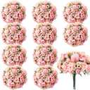 Tigeen 12 Pcs Peonies Artificial Flowers Faux Roses Silk Flowers Hydrangea Artificial Bouquet for Wedding Table Centerpiece Floral Vase Home Office Bridal Decor (Pink)