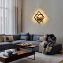 Farmhouse Wall Sconce with Black Finish & Wood Grain,Rustic Wall Sconces Indoor Wall Light Fixtures 17.8in for Stairway, Living Room, Bedroom, Bathroom (2 Light,E26 Base, No Bulbs)