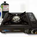 Dual Fuel Propane or Butane Portable Stove | 12,000 BTUs | Camping Stove | Outdoor Cooking and Emergency Kit | Propane Hose and Carrying Case Included