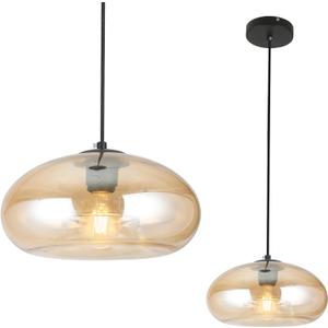 Glass Pendant Lights Kitchen Island Lighting Globe Pendant Light Fixtures IIndustrial Vintage Pendant Lighting for Kitchen Island Bedroom Living Dining Room Light Fixture(Amber)
