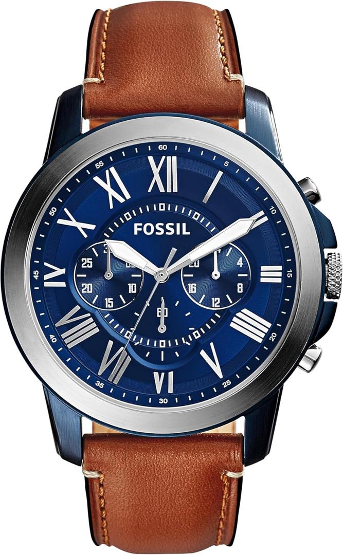Fossil Men's Grant Quartz Stainless Steel and Leather Chronograph Watch