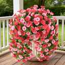 INQCMY Artificial Flowers for Outdoor Spring Summer Decoration Faux Silk Morning Glory Fake Hanging Flowers UV Resistant Look Real for Home Porch (Hot Pink-2B)