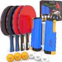 NIBIRU SPORT Professional Ping Pong Paddle Sets - 2 Player or 4 Player Table Tennis Paddles, Retractable Net, Pingpong Balls and Carry Bag Storage Case - Table Tennis Equipment & Ping Pong Accessories