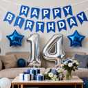 14th Birthday Party Decoration for Boys - Blue 14th Birthday Balloons, Banner, Latex Confetti, Him Son 14 Year Old Decoration Supplies