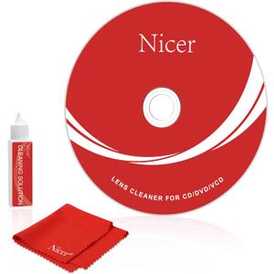 Nicer CD/VCD/DVD Player Cleaner Kit, Laser Lens Cleaning Disc with Double Brush Cleaning System, NS-2
