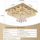 26 inch Gold Crystal Chandeliers, Flush Mount Chandelier LED Ceiling Light, Dia 26 inch