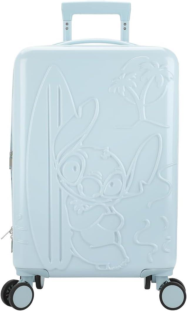 Disney Stitch With Surfboard Light Blue 22" Rolling Luggage (Hello Kitty Gold Blue)