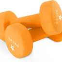 Yes4All Neoprene Coated Dumbbell Hand Weight Sets of 2 - Multiple Weight Options with 15 Colors, Anti-roll, Anti-Slip, Hexagon Shape (M. Dark Orange - 15lbs - Pair)