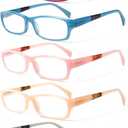 Kerecsen Reading Glasses 5 Pairs Fashion Ladies Readers Spring Hinge with Pattern Print Eyeglasses for Women (Mix Color -9, 1.75)