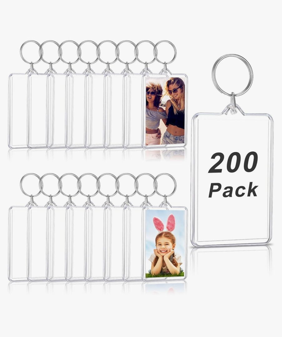 Yaomiao Acrylic Photo Frame Keychain Holder Photo Picture Insert Blank Keyring for DIY Craft