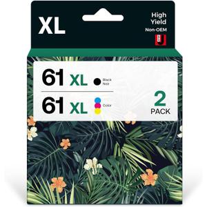 61XL Ink Cartridge Combo Pack Remanufactured for HP Ink 61XL Work with HP61 Envy 4500 5530 4502 5535 OfficeJet 4630 4635 4610 2620 DeskJet 1000 1010 1512 2540 Printer(Black, Tri-Color)