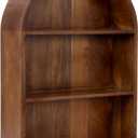 Kate and Laurel Arcott Modern Arched Wall Shelf, 18 x 26, Walnut Brown, Transitional Arch Wall Shelves for Over-The-Toilet Storage or Entryway Storage Shel