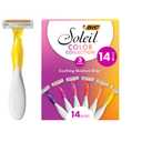 BIC Soleil Smooth Colors Women's Disposable with 3 Blade Razors, Vibrant Handles and Moisture Strip, 14-Pack