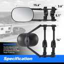 Extended Towing Mirrors, Universal Clip-On Side Mirror Extensions for Pickups, RVs, and Trailers, Tow Mirrors with Extenders (Model MG91) (Black)