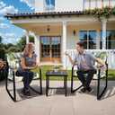 Outdoor Chair Cushion Set of 2 Black Waterproof Non Slip Tufted Thick Patio Wicker Chair Seat Cushion for Indoor Outdoor Furniture Rattan Chair,41.7 * 20.8 * 3.9"
