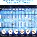 2026 Solar Bug Zapper Outdoor Waterproof,4500V Mosquito Zapper Repellent Outdoor Patio,3 LED Tubes Large Cordless Electric Mosquito Trap Auto On/Off Gnat Fly Insect Bug Zapper for Yard Camping Indoor