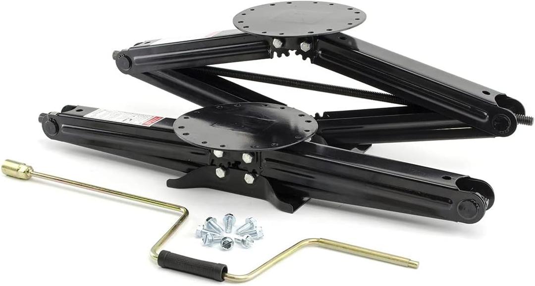 Lippert Components Manual 30" RV Scissor Jack Kit for 5th Wheels, Travel Trailers, Set of Two, 5,000 lb. Load Capacity, Anti Rust Coating, Universal Bolt-On Installation, Bow-Tie Base, Crank Handle - 285344