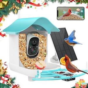 Bird Feeder with Camera Solar Powered, AI Identify Bird Species, 2K HD Video Live Auto Capture Outdoor Backyard, Birdwatching, Ideal Gift for Family Birds Lovers(Blue)