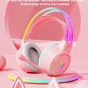 Lightweight Gaming Headset with Detachable Cat Ears, RGB Lighting, Wired Over Ear Headphones with Mic for PC, PS4, PS5, Switch, Stereo Surround Sound, Self-Adjusting Headband