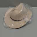 Western Cowboy Hats for Women Men Felt Wide Brim Panama Hat with Belt Buckle (Medium, Bead Band-cream)