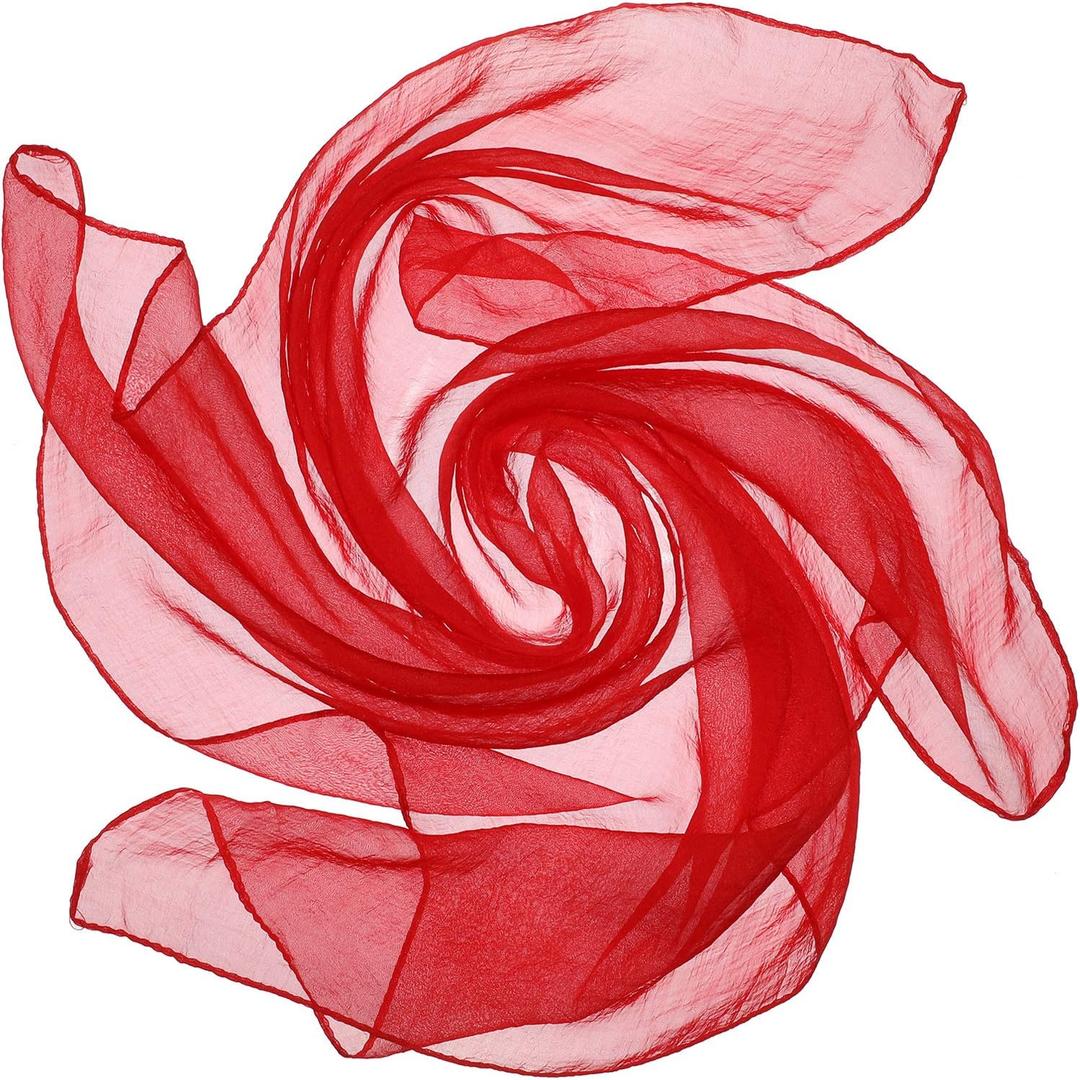Boao Women Chiffon Scarf 50s Sheer Square Neck Head Scarf Vintage Neckerchief Accessories for Women (Red)